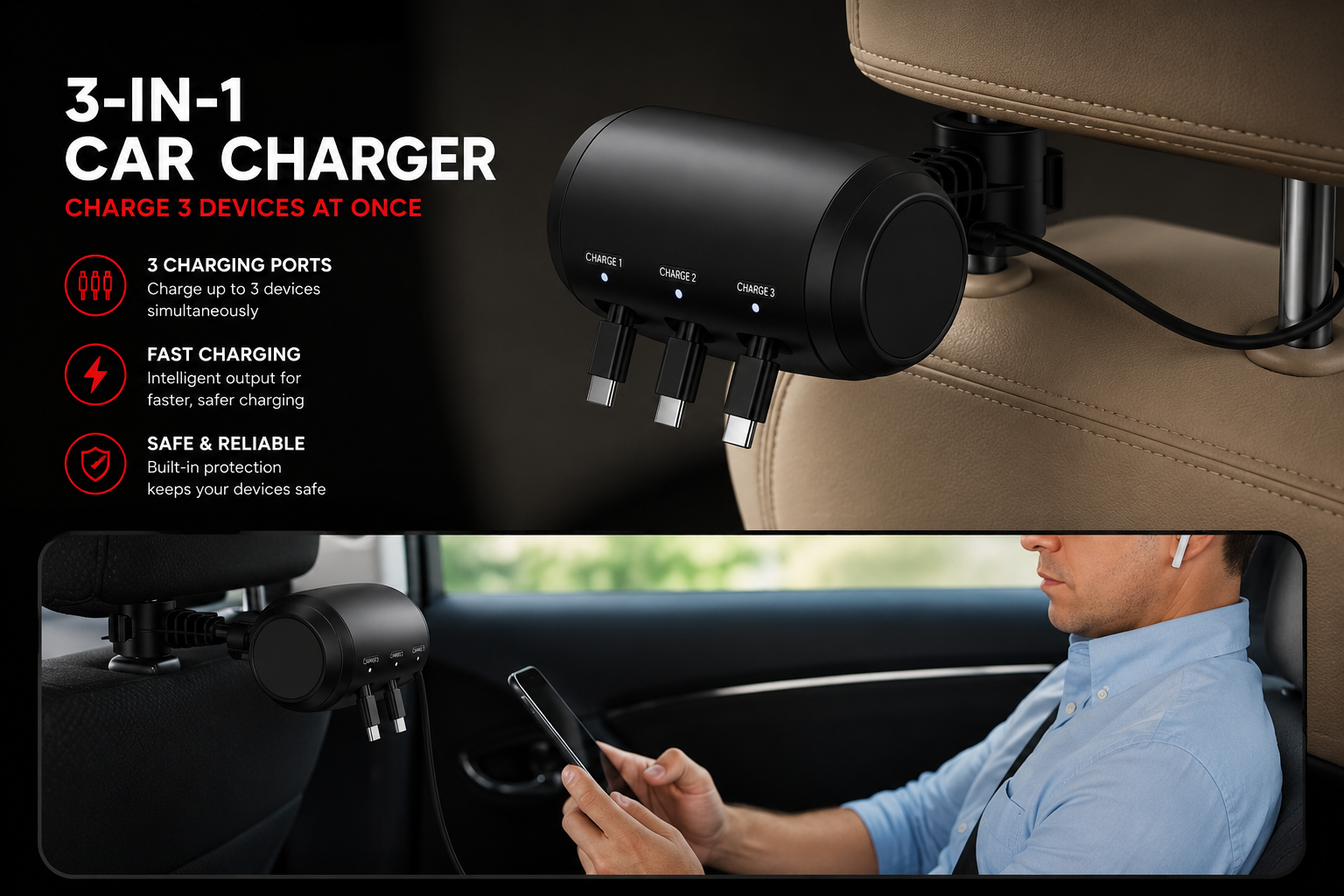 TriPort Car Charger Box